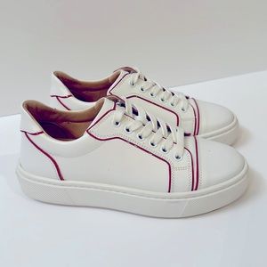 Christian Louboutin Vieirissima Flat Calf white w/red trim size 35. Gently used